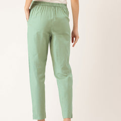 Cotton Pants - Double Pockets, Adjustable Waist, and Ankle-Length Fit