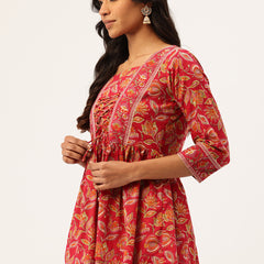 Princess Cut Top for Women - 3/4 Sleeves with Front Drawstrings