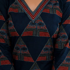 Bordered V-Neck 3-Piece Kurta Set with Ankle-Length Pants & Full-Length Dupatta (M–XXL)