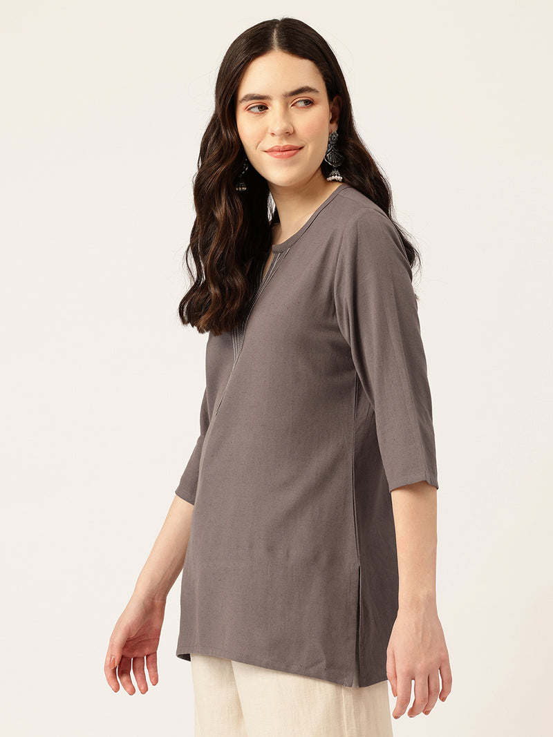 Elegant Short Kurti for Women – 3/4 Sleeves | Round Neck |