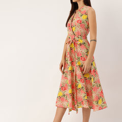 Floral Wrap Angrakha Dress – Lightweight Sleeveless Cotton Perfection
