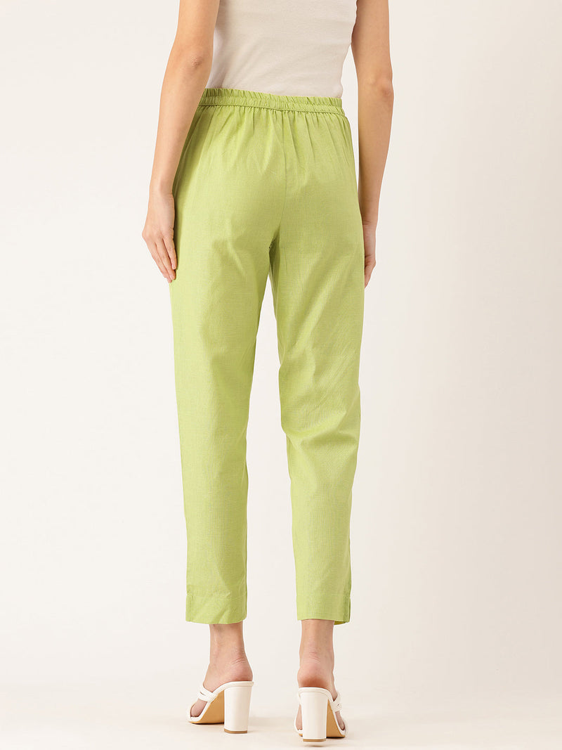 Cotton Pants - Double Pockets, Adjustable Waist, and Ankle-Length Fit