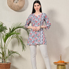 Graceful Wrap-Style Angrakha Cotton Kurti for Everyday Wear