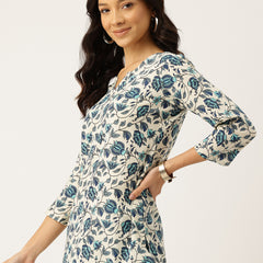 3/4 Sleeve Round Neck Vcut top White3 Colour