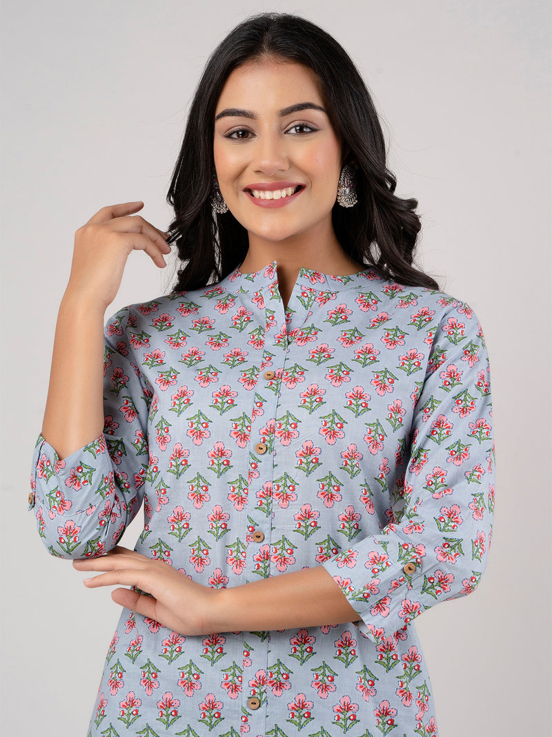 Feranoid Straight Knee Length Grey Colour Kurta For Women