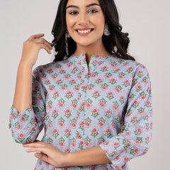 Feranoid Straight Knee Length Grey Colour Kurta For Women