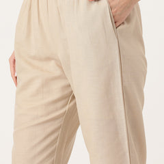 Beige Women's Embroidered Co-ord Set - Viscose Fabric Full Sleeve Shirt and Pant