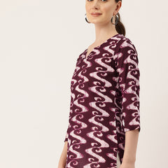 3/4 Sleeve Round Neck Vcut top White2 Colour