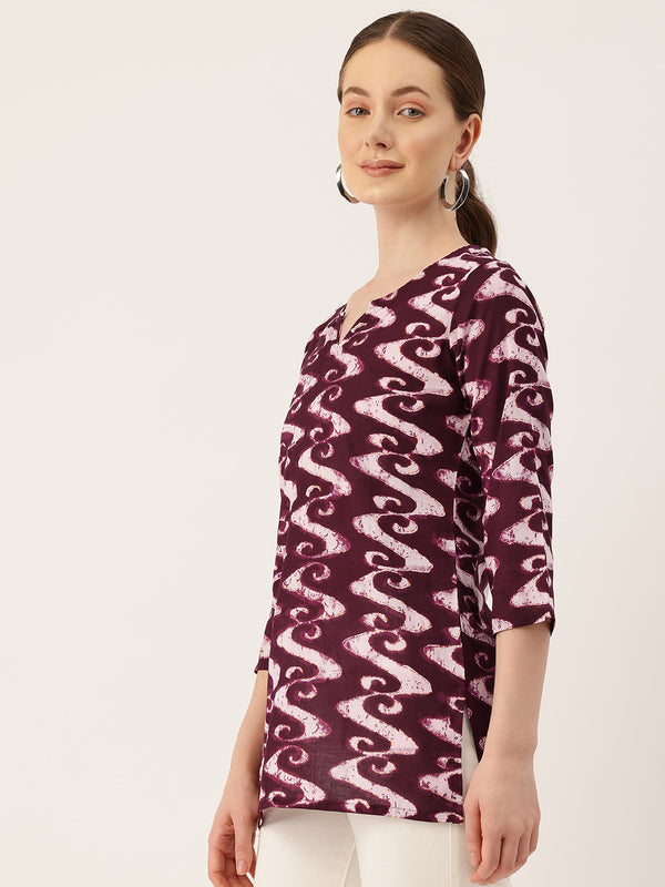 3/4 Sleeve Round Neck Vcut top White2 Colour