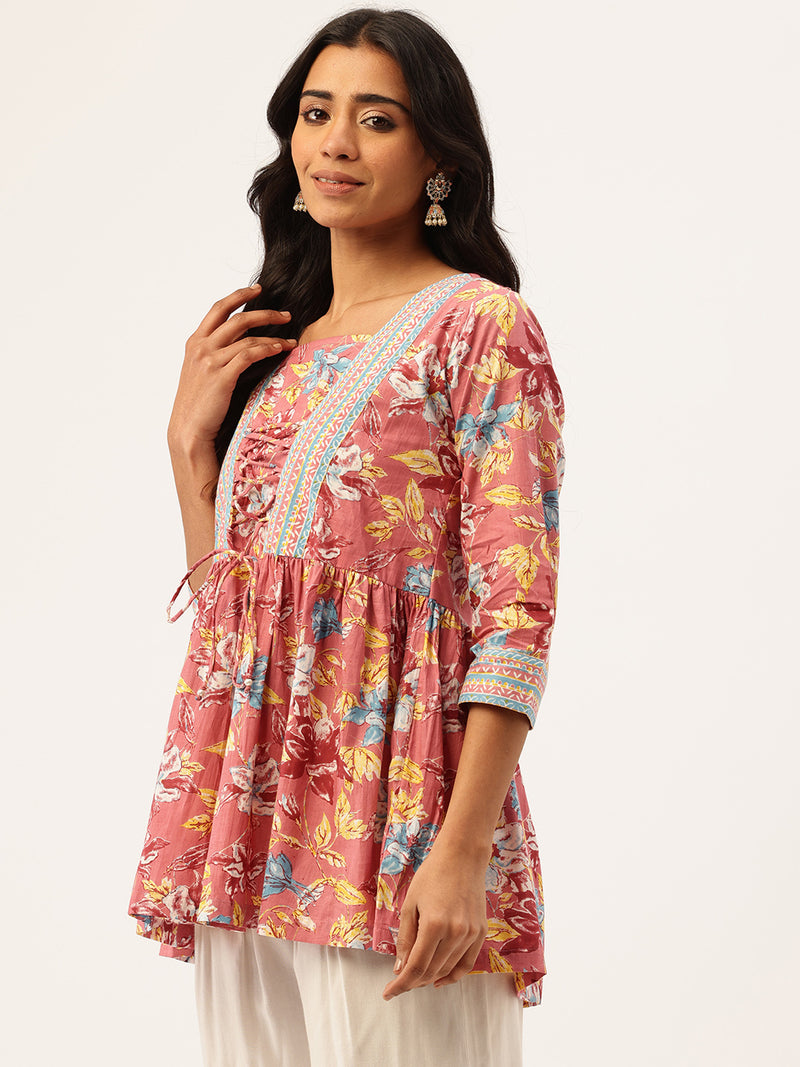 Princess Cut Top for Women - 3/4 Sleeves with Front Drawstrings