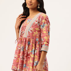 Princess Cut Top for Women - 3/4 Sleeves with Front Drawstrings