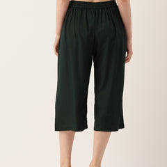 Women's Culottes | Calf-Length Pants with Double Pockets & Elastic Waistband