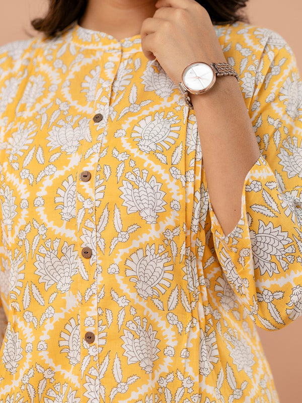 Elegant Mandarin Collar Printed Tunic – Stylish & Comfortable, Sizes