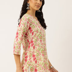 3/4 Sleeve Round Neck Vcut top Cream Colour