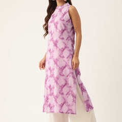 Women’s Pure Cotton Angrakha Kurti with Floral Print | 3/4 Sleeves | Adjustable Side Tie | Sizes S–XXL