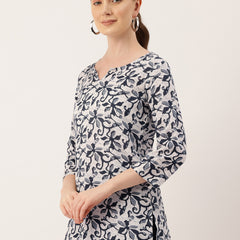 3/4 Sleeve Round Neck Vcut top Grey Colour