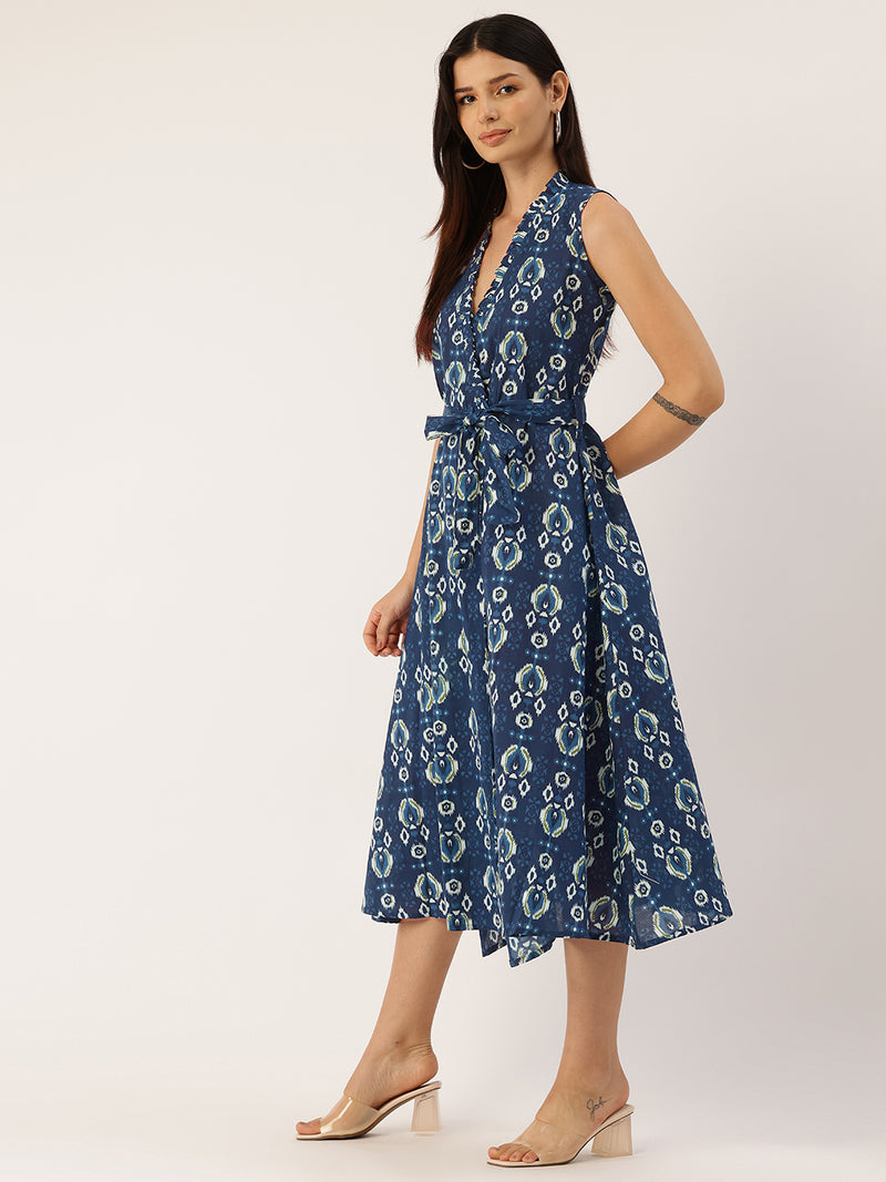 Floral Wrap Angrakha Dress – Lightweight Sleeveless Cotton Perfection