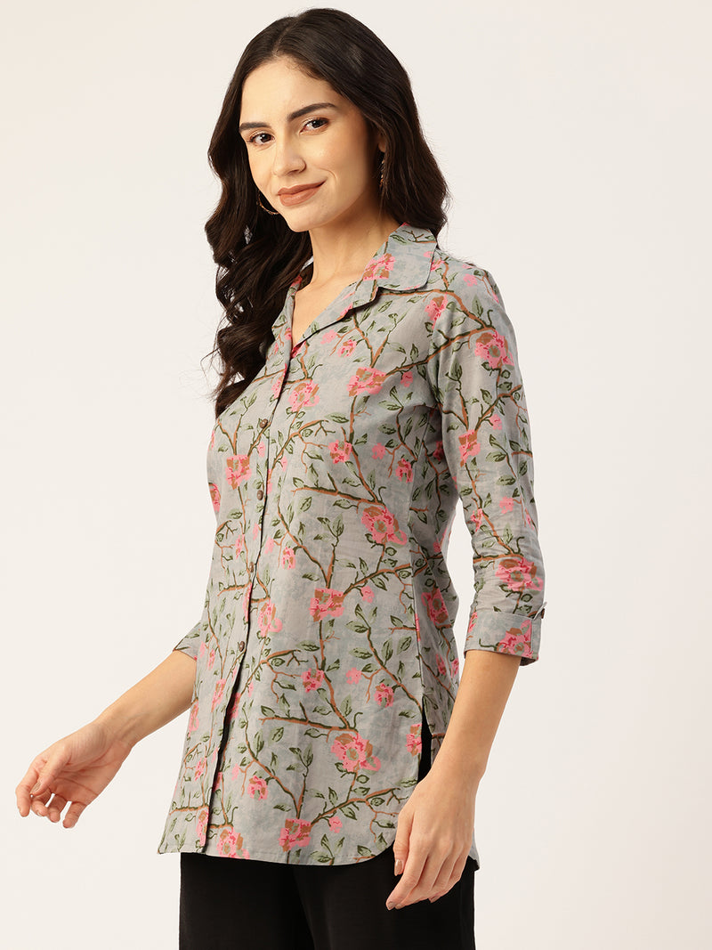 Versatile Collared Shirt with 3/4 Sleeves for Women – Elegant & Casual