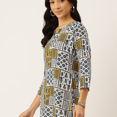 3/4 Sleeve Round Neck Vcut top White3 Colour