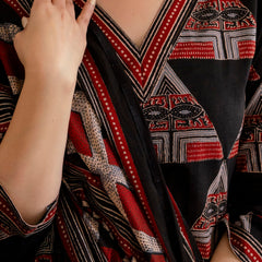 Bordered V-Neck 3-Piece Kurta Set with Ankle-Length Pants & Full-Length Dupatta (M–XXL)