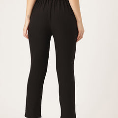 Black Linen Trouser - Ankle-Length Pant , Partially Elasticated ,Double Pockets