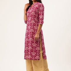 Graceful Long Kurta with 3/4 Sleeves and Button accents A Perfect Fusion of Comfort and Style