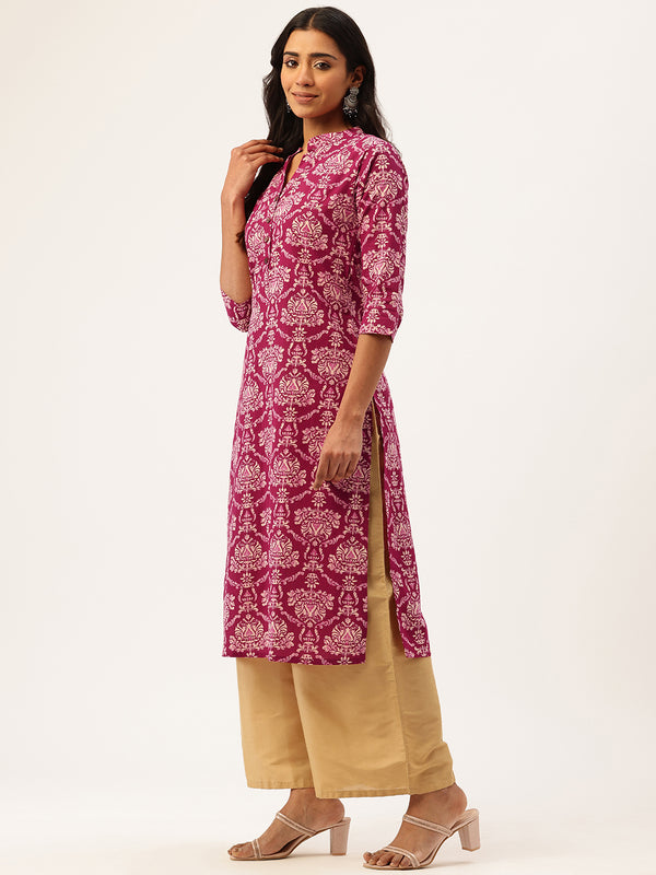 Graceful Long Kurta with 3/4 Sleeves and Button accents A Perfect Fusion of Comfort and Style