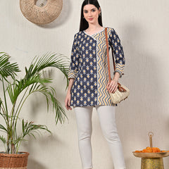 Graceful Wrap-Style Angrakha Cotton Kurti for Everyday Wear