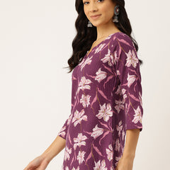 3/4 Sleeve Round Neck Vcut top White Colour