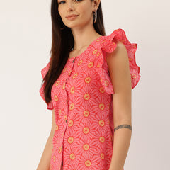 Elegant Puff Sleeve Buttoned Cotton Shirt for Women - Stylish & Comfortable