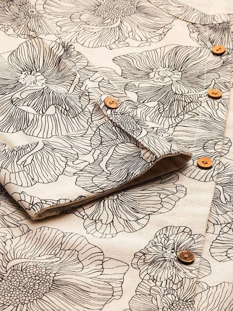 Printed Mandarin Shirt – Casual & Chic