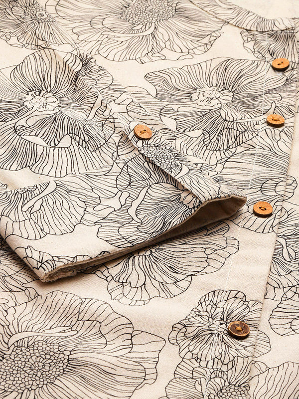 Printed Mandarin Shirt – Casual & Chic