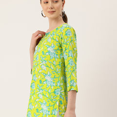 3/4 Sleeve Round Neck Vcut top Green3 Colour