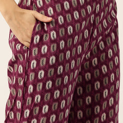 Round V-Cut Neck 3-Piece Kurta Set with Ankle-Length Pants & Full-Length Dupatta (Size S-XXL).