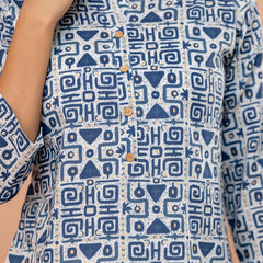 Chic Printed Short Kurti with Round Neck & 3/4 Sleeves