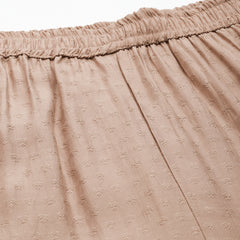 Beige Women's Embroidered Co-ord Set - Viscose Fabric Sleeveless Shirt and Pant