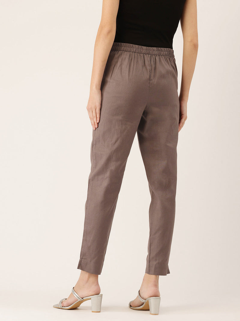 Cotton Pants - Double Pockets, Adjustable Waist, and Ankle-Length Fit