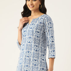 Cotton Printed V-Neck Short Kurti