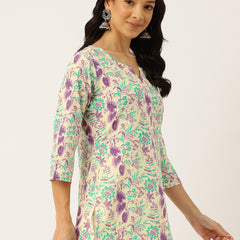 3/4 Sleeve Round Neck Vcut top White1 Colour