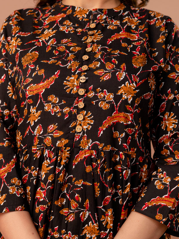 Top – Mandarin Collar, 3/4 Sleeves, Flattering Fit (Sizes S–XXL)