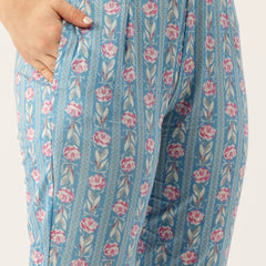 A-line Dupatta Sets - V-Neck, 3/4 Sleeves, Lace Work, Elastic Waistband Pants with Pockets & Full-Length Dupatta (M-XXL)