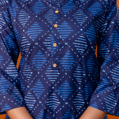 Chic Printed Short Kurti with Round Neck & 3/4 Sleeves