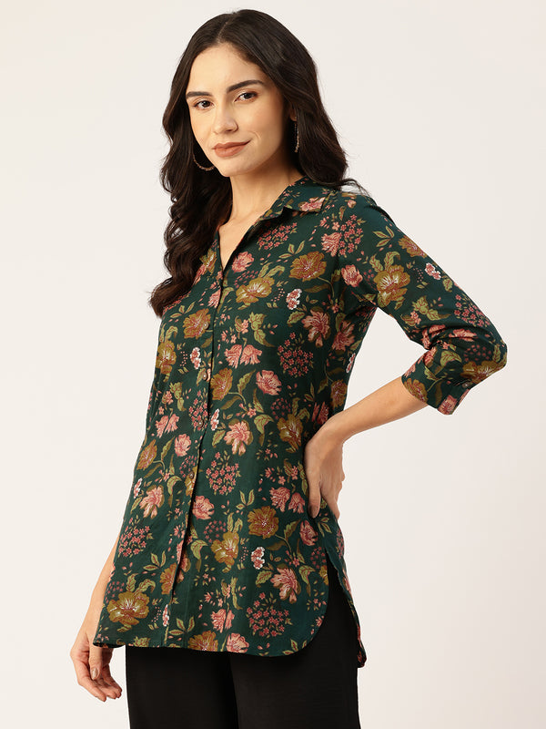 Versatile Collared Shirt with 3/4 Sleeves for Women – Elegant & Casual