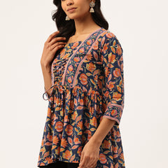 Princess Cut Top for Women - 3/4 Sleeves with Front Drawstrings
