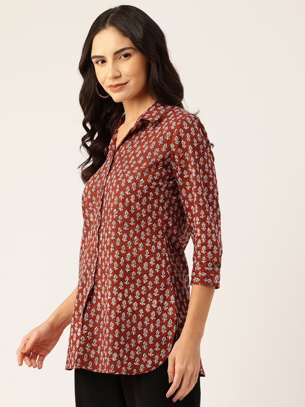 Versatile Collared Shirt with 3/4 Sleeves for Women – Elegant & Casual