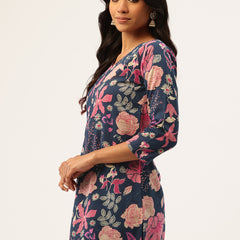 V-Neck 3/4 Sleeve Short Kurti for Women - Tailored Fit & Chic Design
