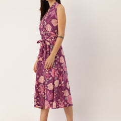 Floral Wrap Angrakha Dress – Lightweight Sleeveless Cotton Perfection