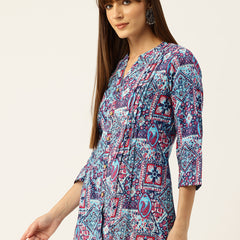 Elegant Mandarin Collar Printed Tunic – Stylish & Comfortable, Sizes