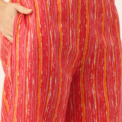 Bordered V-Neck 3-Piece Kurta Set with Ankle-Length Pants & Full-Length Dupatta (Size S-XXL).