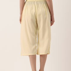 Women's Culottes | Calf-Length Pants with Double Pockets & Elastic Waistband